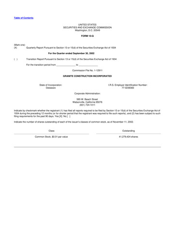 Thumbnail Granite Construction
 10-Q Quarterly Report FY 