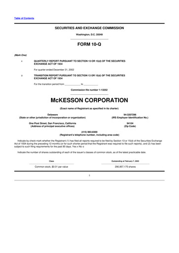Miniature McKesson 10-Q Rapport trimestriel  