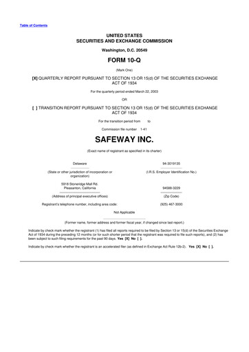 Thumbnail Safeway 10-Q Quarterly Report FY 