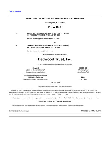 Vorschaubild Redwood Trust 10-Q Quartalsbericht  