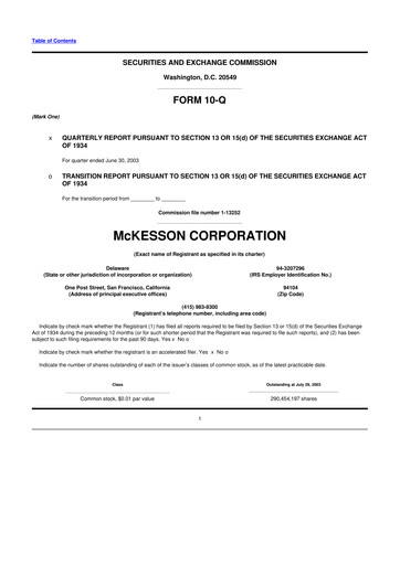 Miniature McKesson 10-Q Rapport trimestriel  
