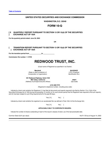 Vorschaubild Redwood Trust 10-Q Quartalsbericht  