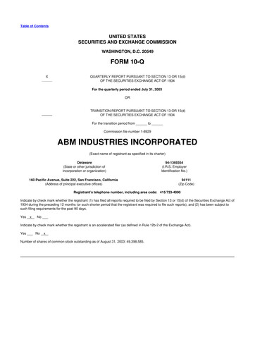 Thumbnail ABM Industries
 10-Q Quarterly Report FY 