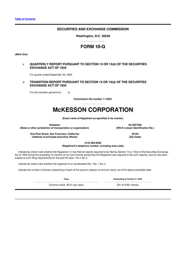 Miniature McKesson 10-Q Rapport trimestriel  