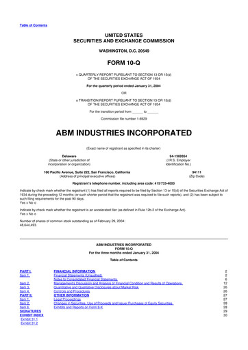 Thumbnail ABM Industries
 10-Q Quarterly Report FY 