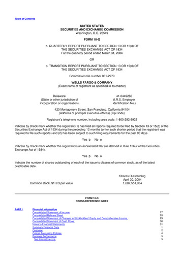 Vorschaubild Wells Fargo 10-Q Quartalsbericht  
