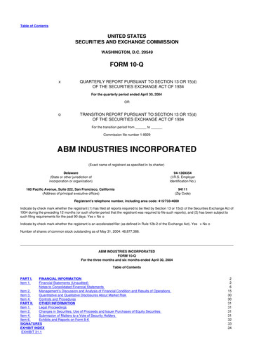 Thumbnail ABM Industries
 10-Q Quarterly Report FY 