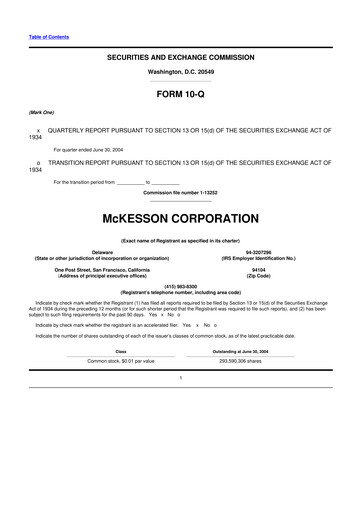 Miniature McKesson 10-Q Rapport trimestriel  