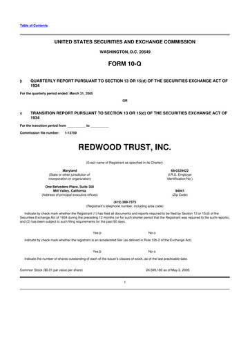 Vorschaubild Redwood Trust 10-Q Quartalsbericht  