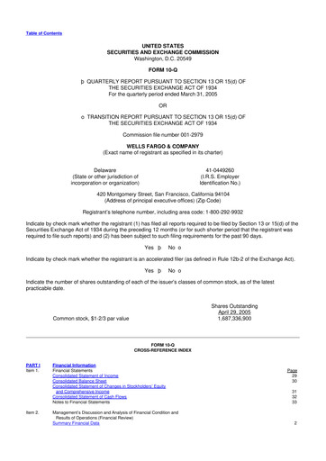 Vorschaubild Wells Fargo 10-Q Quartalsbericht  