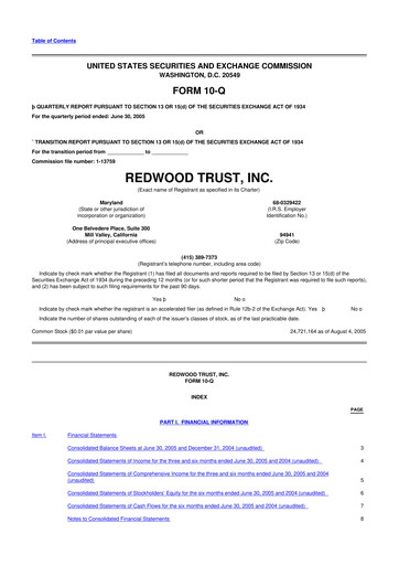 Vorschaubild Redwood Trust 10-Q Quartalsbericht  