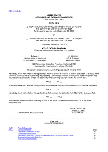 Vorschaubild Wells Fargo 10-Q Quartalsbericht  