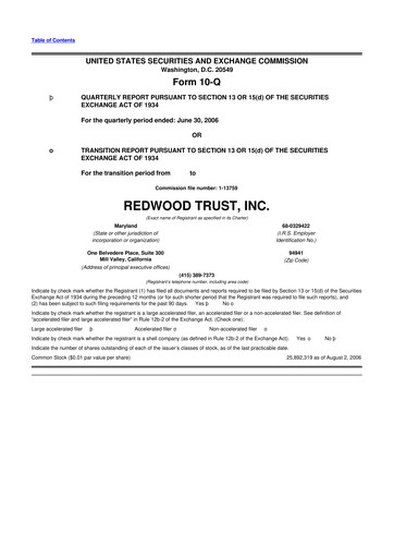 Vorschaubild Redwood Trust 10-Q Quartalsbericht  