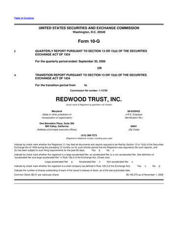 Vorschaubild Redwood Trust 10-Q Quartalsbericht  