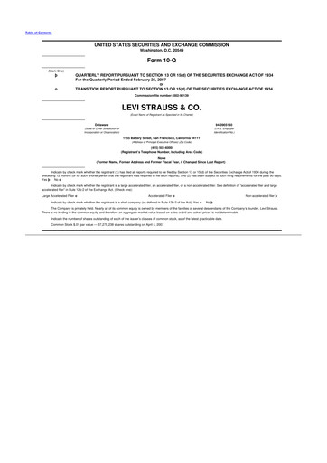 Thumbnail Levi Strauss & Co. 10-Q Quarterly Report FY 