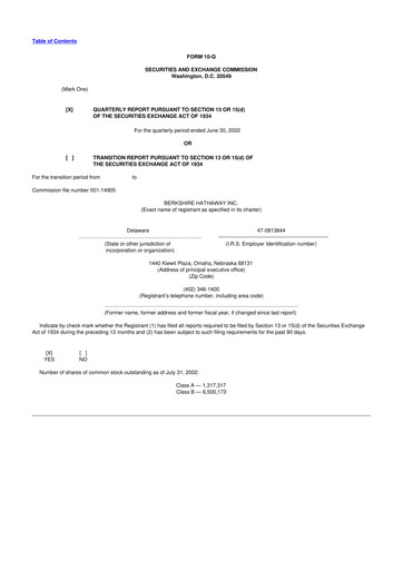 Vorschaubild Berkshire Hathaway  10-Q Quartalsbericht  