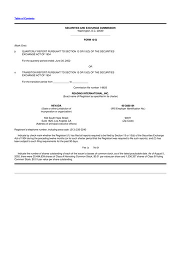 Thumbnail Reading International
 10-Q Quarterly Report FY 