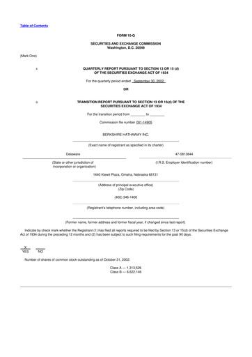 Vorschaubild Berkshire Hathaway  10-Q Quartalsbericht  