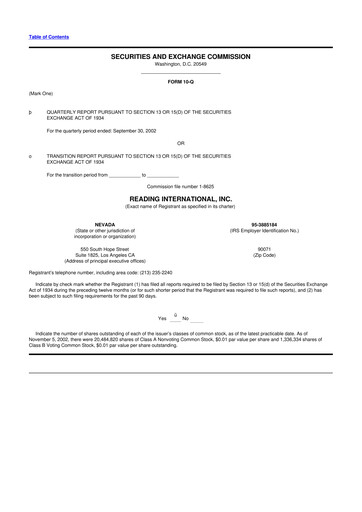 Thumbnail Reading International
 10-Q Quarterly Report FY 