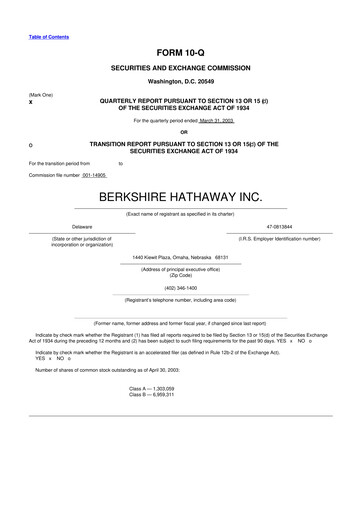 Vorschaubild Berkshire Hathaway  10-Q Quartalsbericht  