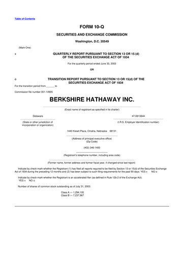 Vorschaubild Berkshire Hathaway  10-Q Quartalsbericht  