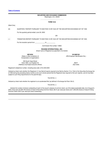 Thumbnail Reading International
 10-Q Quarterly Report FY 