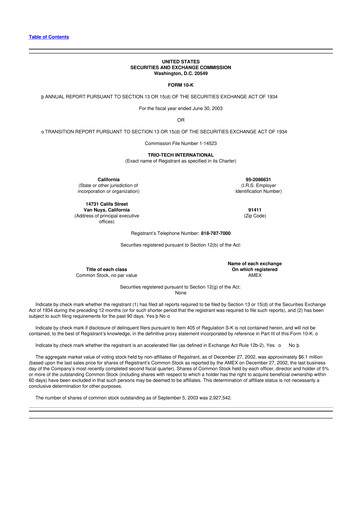 Thumbnail Trio-Tech International 10-K Annual Report 2003