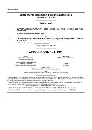 Thumbnail AeroVironment 10-Q Quarterly Report FY 