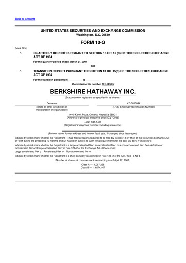 Vorschaubild Berkshire Hathaway  10-Q Quartalsbericht  