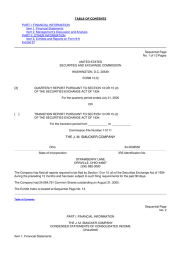 Thumbnail J.M. Smucker Company 10-Q Quarterly Report FY 