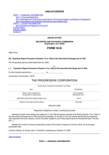 Thumbnail Progressive 10-Q Quarterly Report FY 