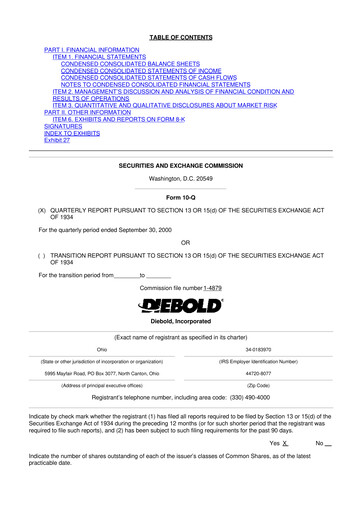 Thumbnail Diebold Nixdorf
 10-Q Quarterly Report FY 
