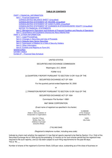 Thumbnail M&T Bank 10-Q Quarterly Report FY 