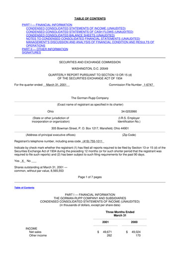 Vorschaubild Gorman-Rupp 10-Q Quartalsbericht  