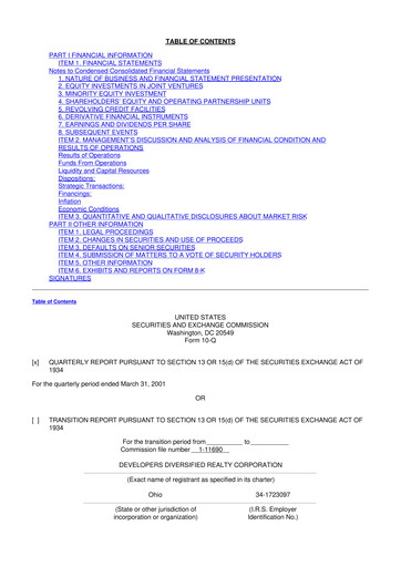 Miniature SITE Centers
 10-Q Rapport trimestriel  