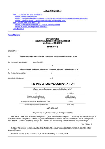 Thumbnail Progressive 10-Q Quarterly Report FY 
