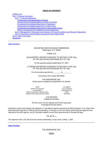 Thumbnail The Andersons, Inc. 10-Q Quarterly Report FY 