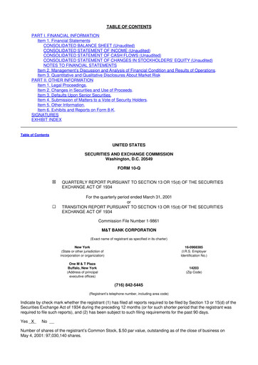 Thumbnail M&T Bank 10-Q Quarterly Report FY 