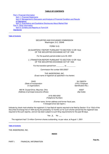 Thumbnail The Andersons, Inc. 10-Q Quarterly Report FY 