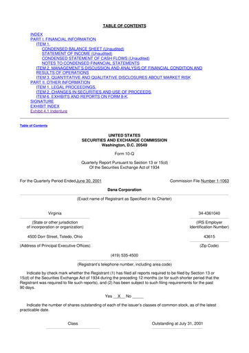 Thumbnail Dana Incorporated 10-Q Quarterly Report FY 