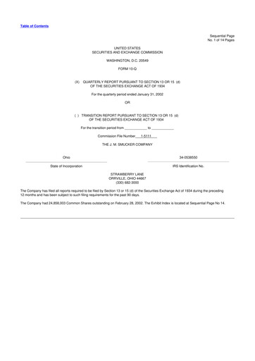 Thumbnail J.M. Smucker Company 10-Q Quarterly Report FY 