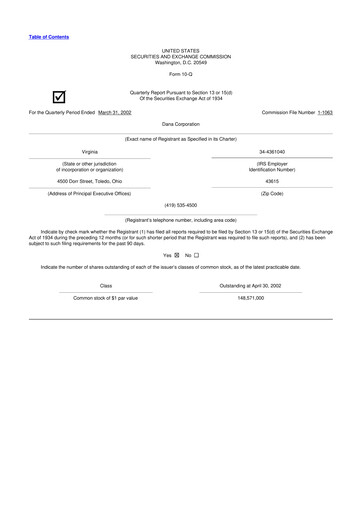 Thumbnail Dana Incorporated 10-Q Quarterly Report FY 