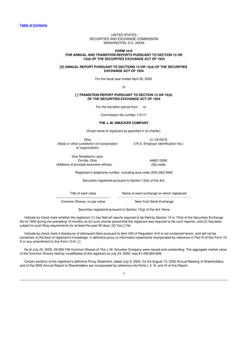 Miniature J.M. Smucker Company 10-K Rapport annuel 