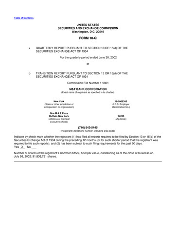 Thumbnail M&T Bank 10-Q Quarterly Report FY 
