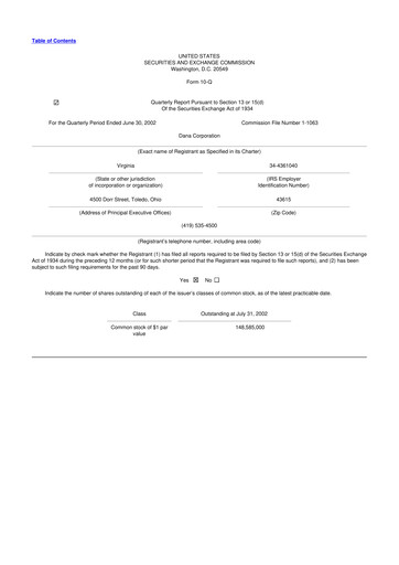 Thumbnail Dana Incorporated 10-Q Quarterly Report FY 