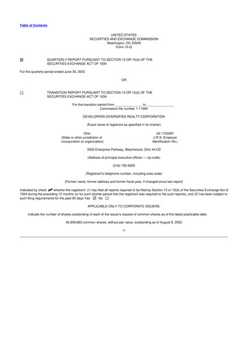 Miniature SITE Centers
 10-Q Rapport trimestriel  