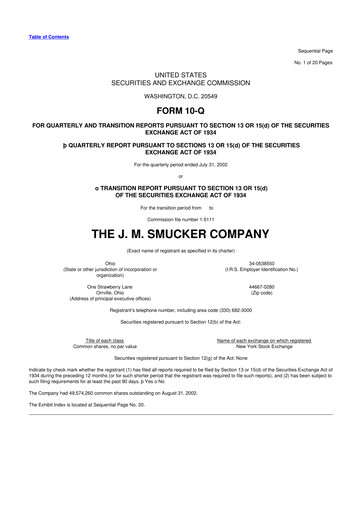 Thumbnail J.M. Smucker Company 10-Q Quarterly Report FY 