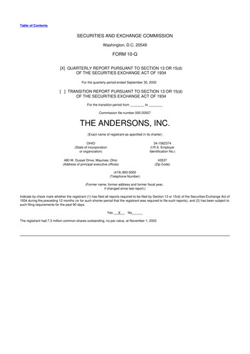 Thumbnail The Andersons, Inc. 10-Q Quarterly Report FY 