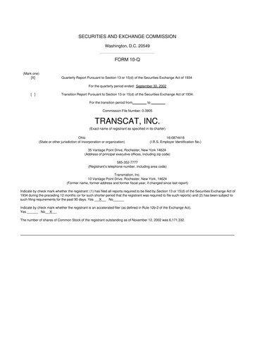 Thumbnail Transcat 10-Q Quarterly Report FY 
