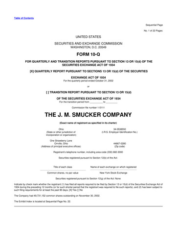Thumbnail J.M. Smucker Company 10-Q Quarterly Report FY 